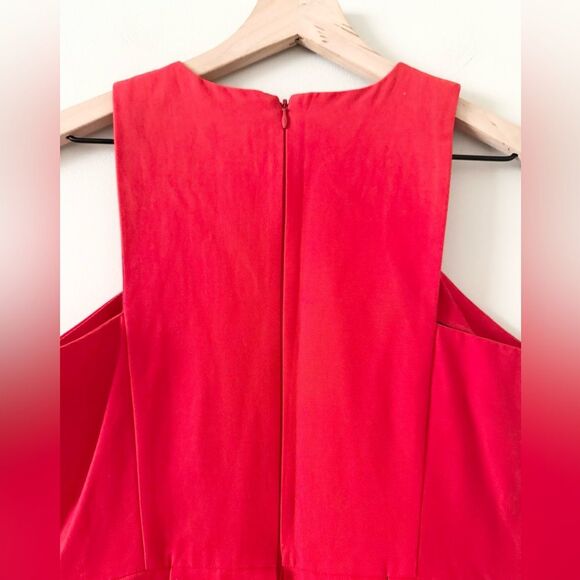 BB Dakota Sleeveless High Neck Pleated Fit & Flare Cotton Dress in Red - Size 4 - Picture 5 of 7